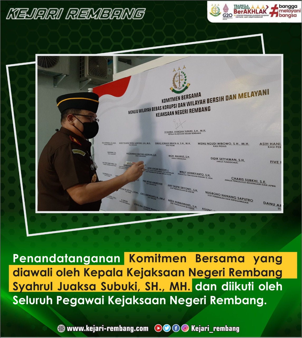 KEJAKSAAN NEGERI REMBANG CANANGKAN WBK-WBBM 2022